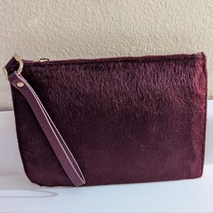 A New Day Classic Wristlet Clutch Zippered Pouch - Scarlet Mystery - Faux Fur